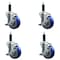 Service Caster 4'' SS Blue Poly Swivel 1'' Expanding Stem Caster Set with Brake, 4PK SCC-SSEX20S414-PPUB-BLUE-TLB-1-4 - alternate 1